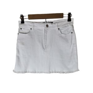 BLUE CANDY White A-Line Cutoff Active Sporty Denim Skirt SZ L (28" waist)